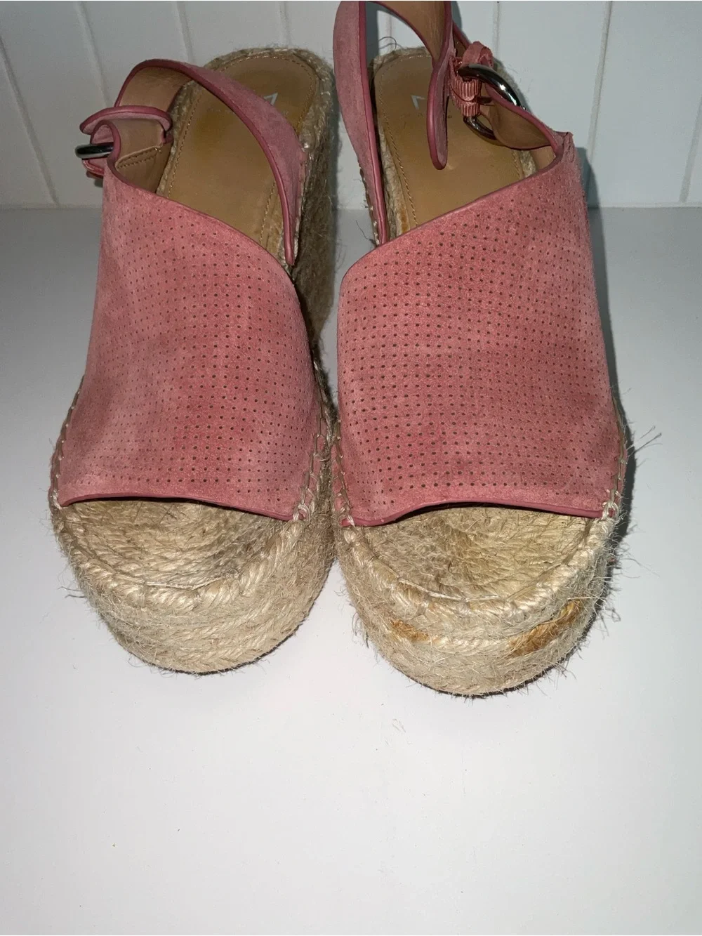Marc Fisher Mlandela Pink Suede Espadrille Wedge Sandals